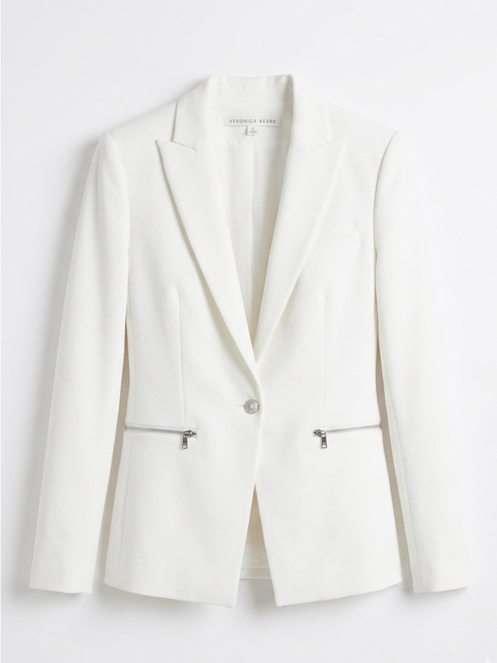 Veronica Beard Womens Bi-Stretch Scuba Dickey Blazer Size 6 White Interview Work